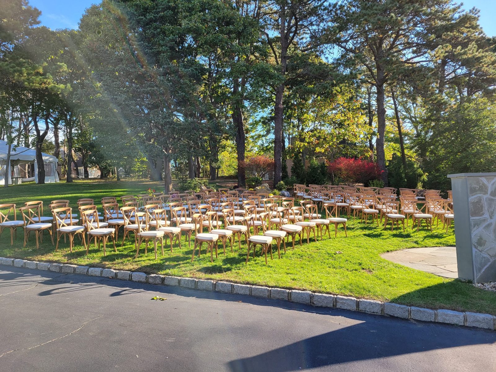 Waterfront wedding ceremony at Ocean View Terrace Inn on Shinnecock Bay, Hampton Bays, NY