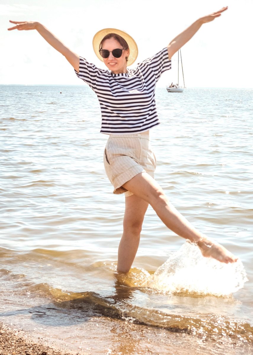 Aerial view of Ocean View Terrace Inn overlooking Shinnecock Bay at sunset, Hampton Bays, NY